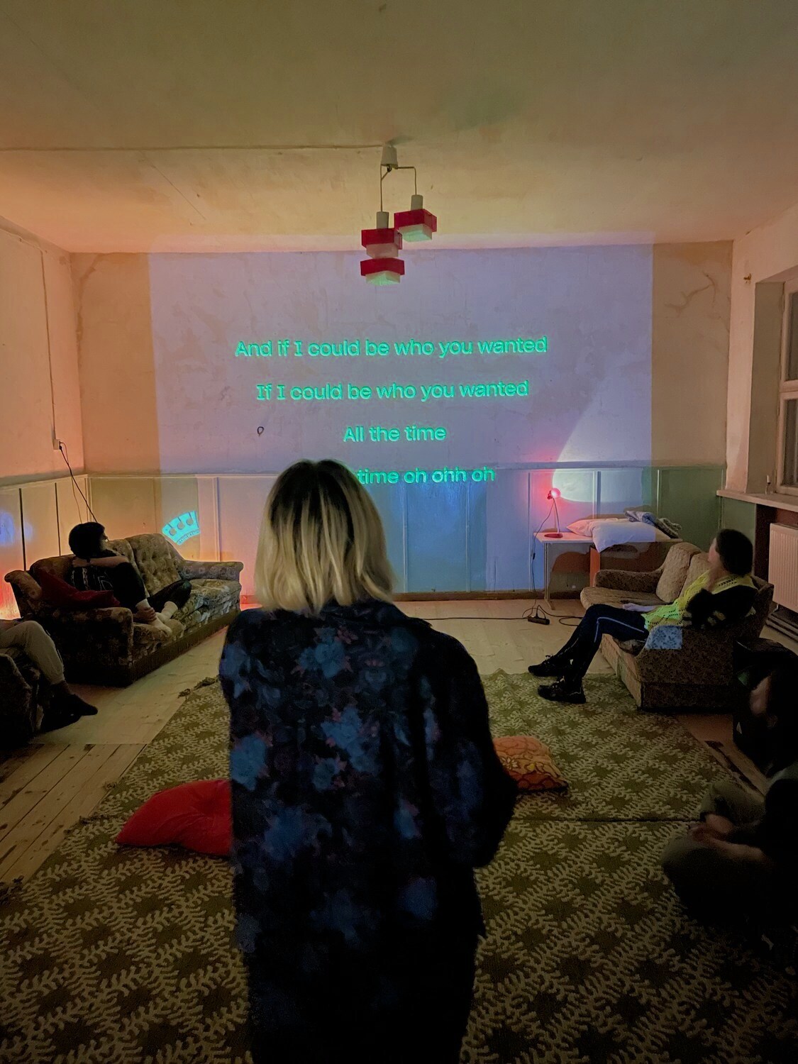 During karaoke with sad and emo songs