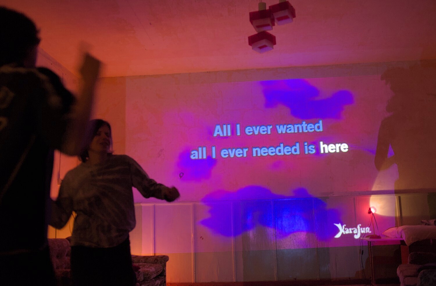 During karaoke with sad and emo songs