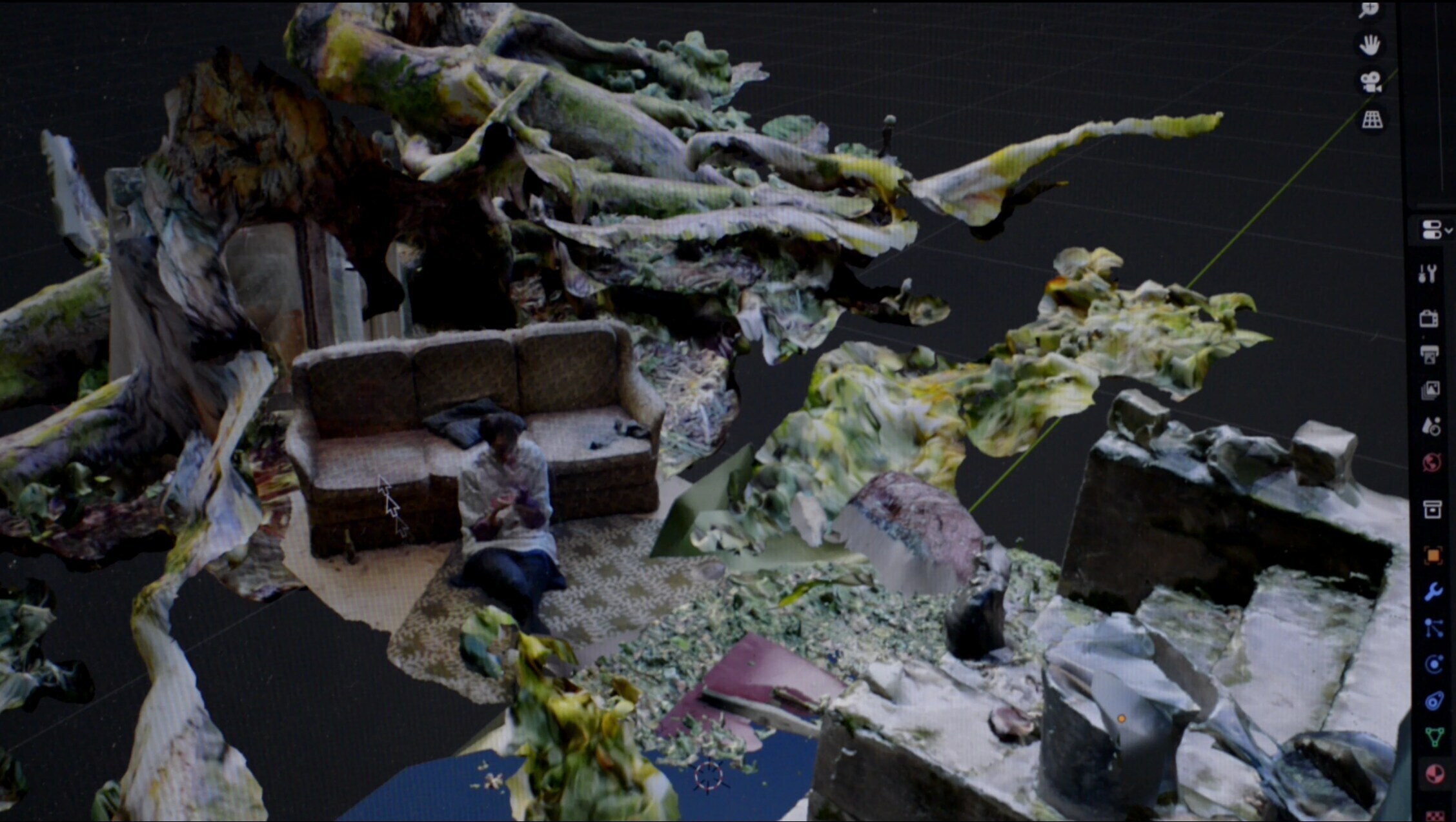 During the 3D scanning of textures and environments & reading zines and testing cyanotype to document the surroundings